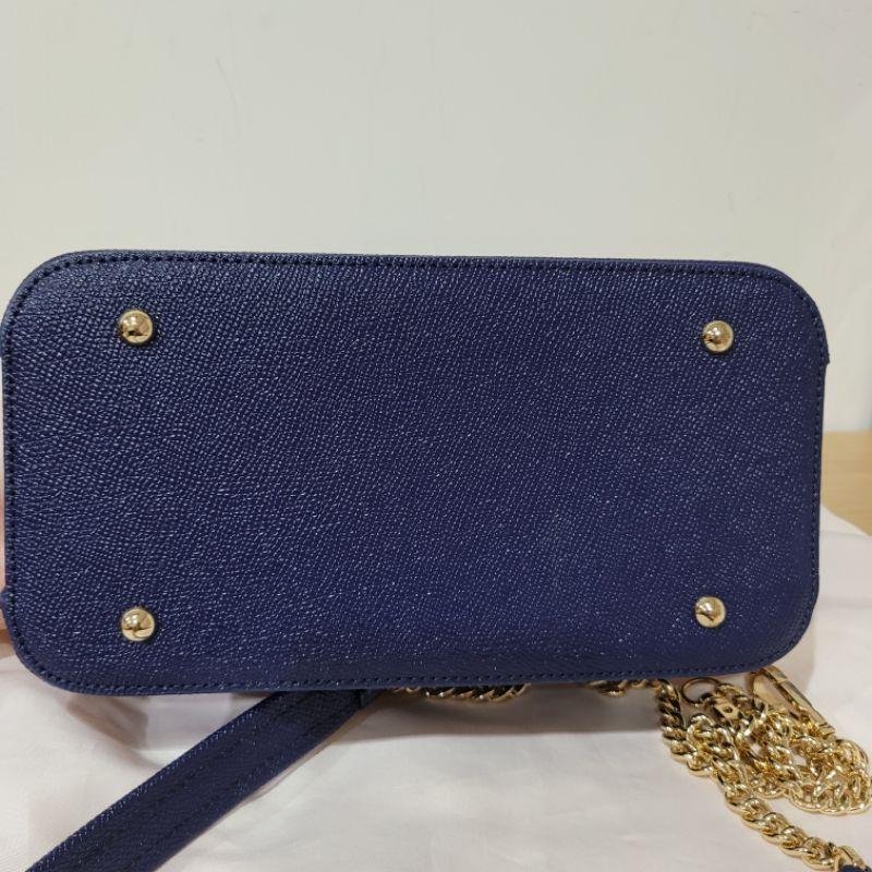 85新日本Samantha thavasa fred segal聯名真皮飽滿藍質感佳較短鏈條背帶顯氣質貝殼包手提包側背包-細節圖4