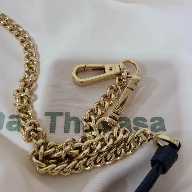 85新日本Samantha thavasa fred segal聯名真皮飽滿藍質感佳較短鏈條背帶顯氣質貝殼包手提包側背包-細節圖7