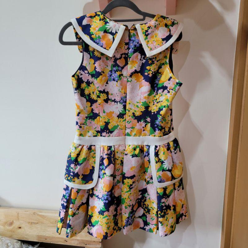 99新日本專櫃Honey bunch M號日本製無袖洋裝花夏日風情連身裙-細節圖2