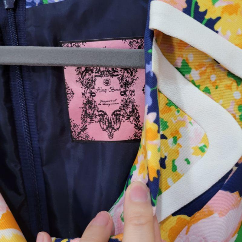 99新日本專櫃Honey bunch M號日本製無袖洋裝花夏日風情連身裙-細節圖8