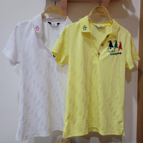Munsingwear滿心 滿版企鵝女polo衫日本製M號有白色與黃兩色可選