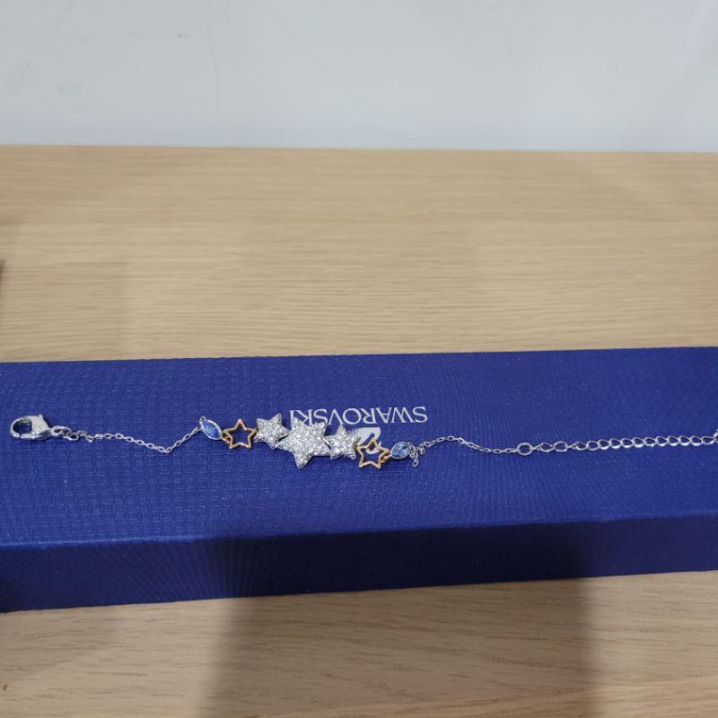 Swarovski dance跳舞水晶四葉草項鍊玫瑰金色與躍動白色小熊 星星銀色手鍊 白色小花Y字型長鏈可自行調整長度-細節圖2