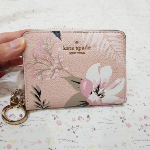 95新Kate spade New York粉色色 花卉 零錢包 短夾