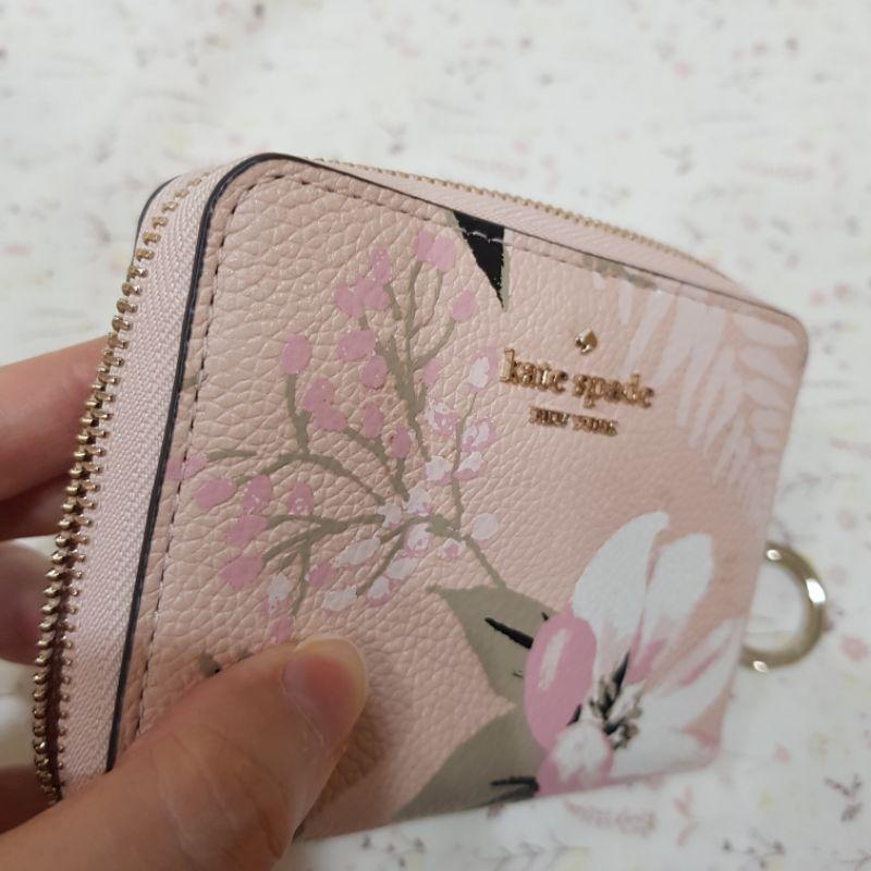 95新Kate spade New York粉色色 花卉 零錢包 短夾-細節圖7