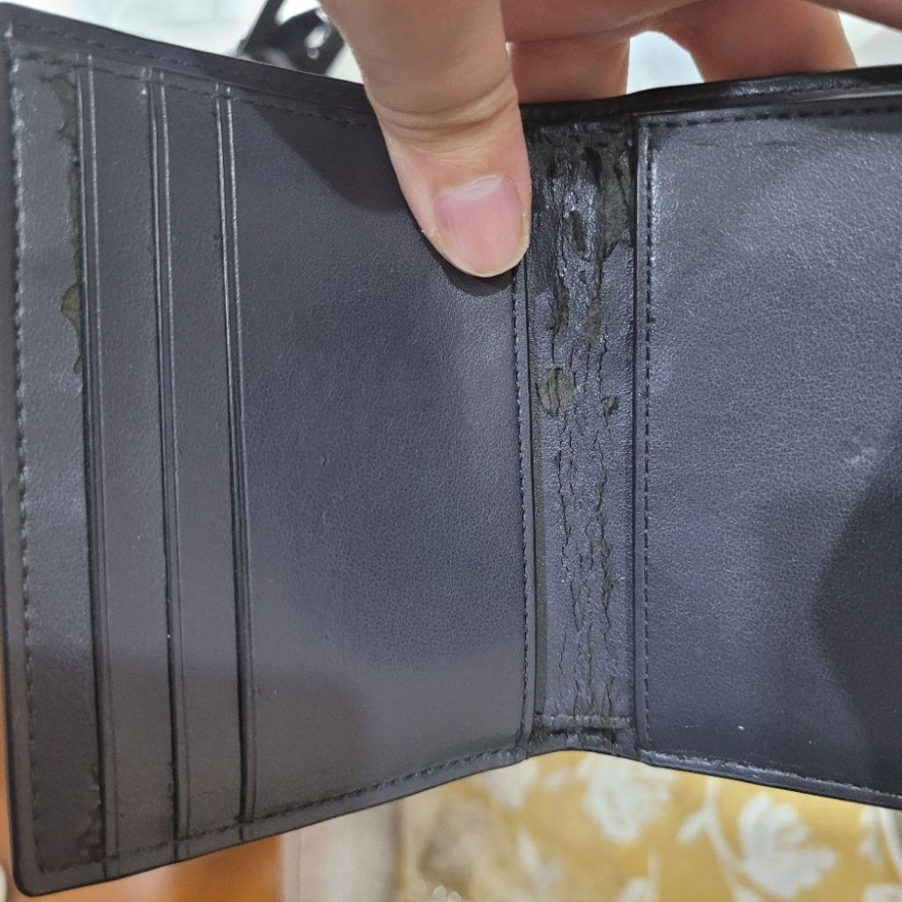 7成新coach清爽tiffany淺藍色鱷魚壓紋真皮牛皮皮夾-細節圖7