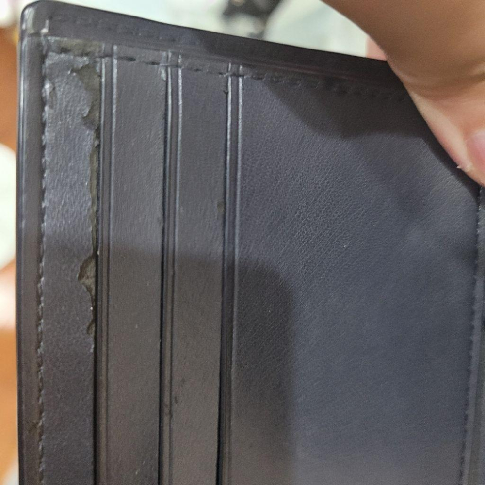 7成新coach清爽tiffany淺藍色鱷魚壓紋真皮牛皮皮夾-細節圖9