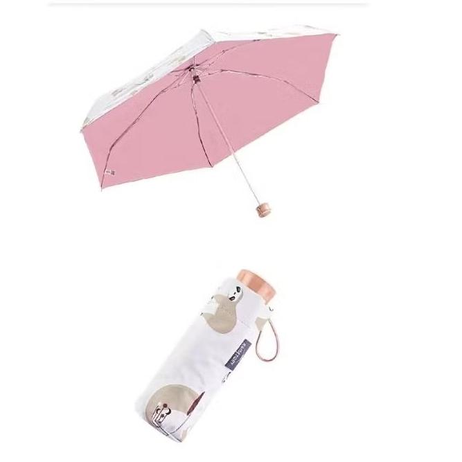全新百貨吊牌未拆攜帶式雨傘遮陽傘Rainstory月亮樹懶降溫8度C白色內裡粉紅色迷你口紅傘手開摺疊傘-細節圖5