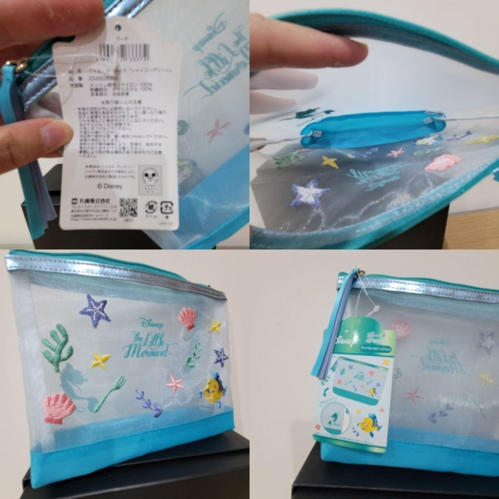 全新日本迪士尼小美人魚收納袋透明網狀化妝包與玩具總動員涼感巾與花栗鼠奇奇蒂蒂冰敷袋-細節圖6