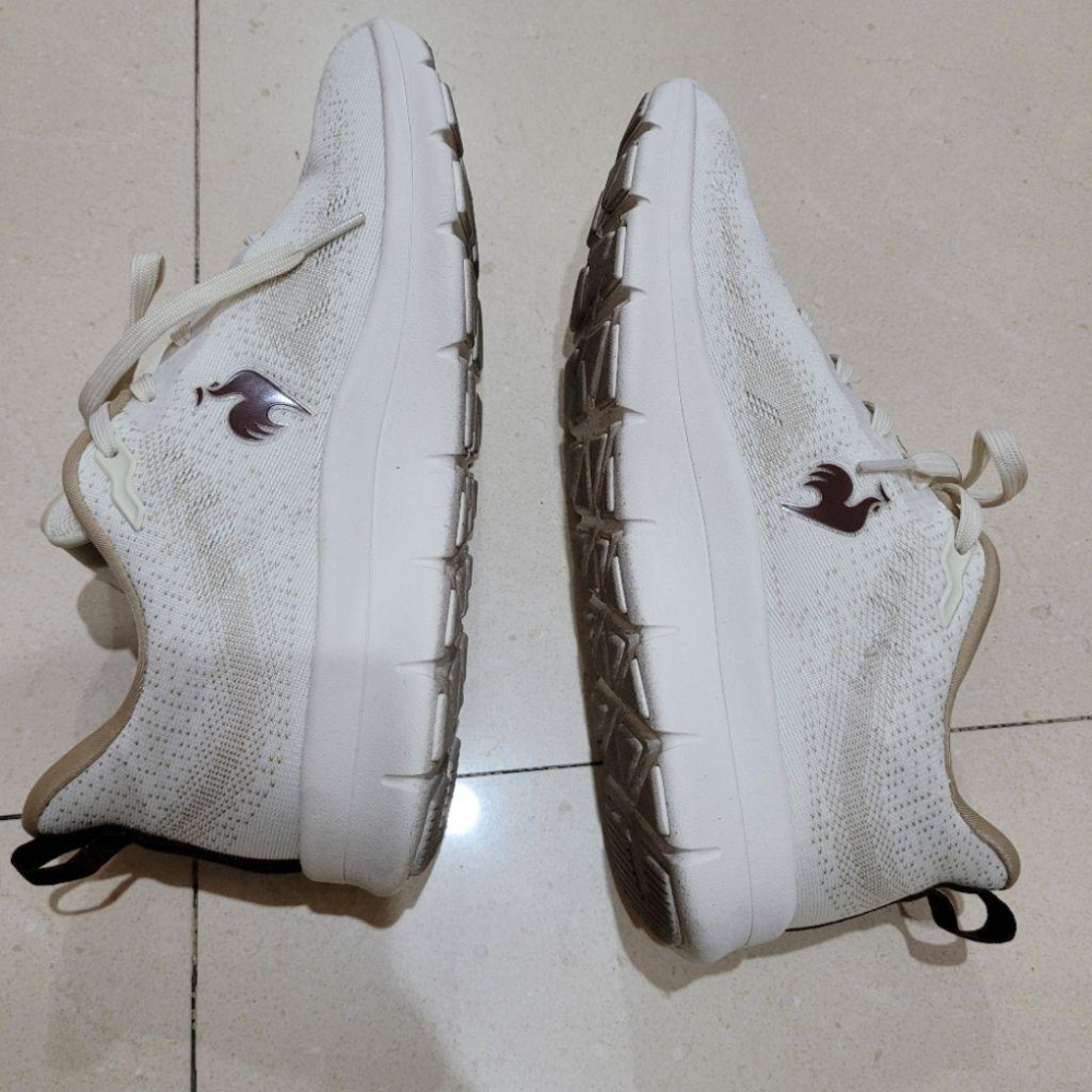 95新Le coq sportif 燕麥米白黃色24.5cm公雞牌運動鞋子-細節圖3