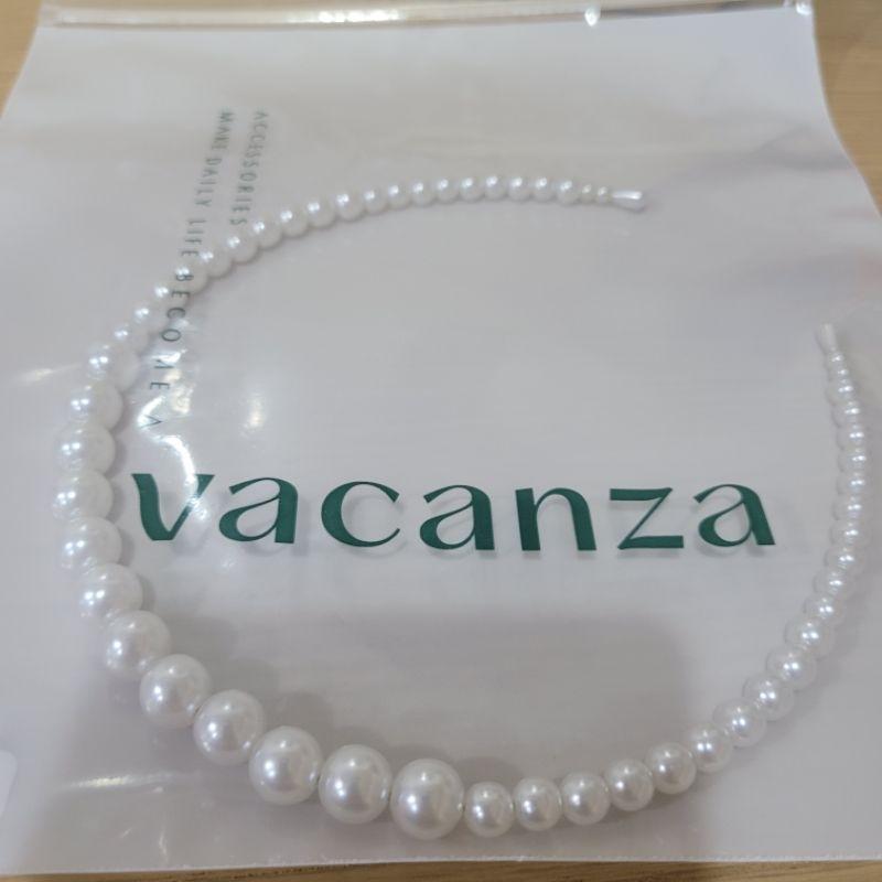 全新Vacanza 玫瑰金色蕾絲合金髮箍與白色人工珍珠髮箍一組一起帶走-細節圖3
