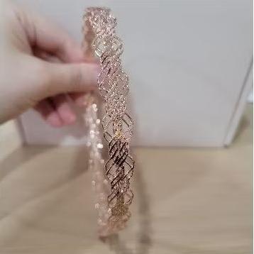 全新Vacanza 玫瑰金色蕾絲合金髮箍與白色人工珍珠髮箍一組一起帶走-細節圖6