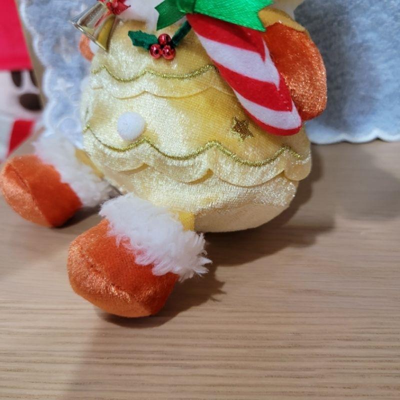 98新百貨三麗鷗Sanrio絕版聖誕節金色布丁狗娃娃帶著鈴鐺拐杖糖-細節圖2