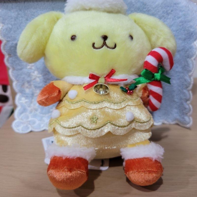 98新百貨三麗鷗Sanrio絕版聖誕節金色布丁狗娃娃帶著鈴鐺拐杖糖-細節圖3