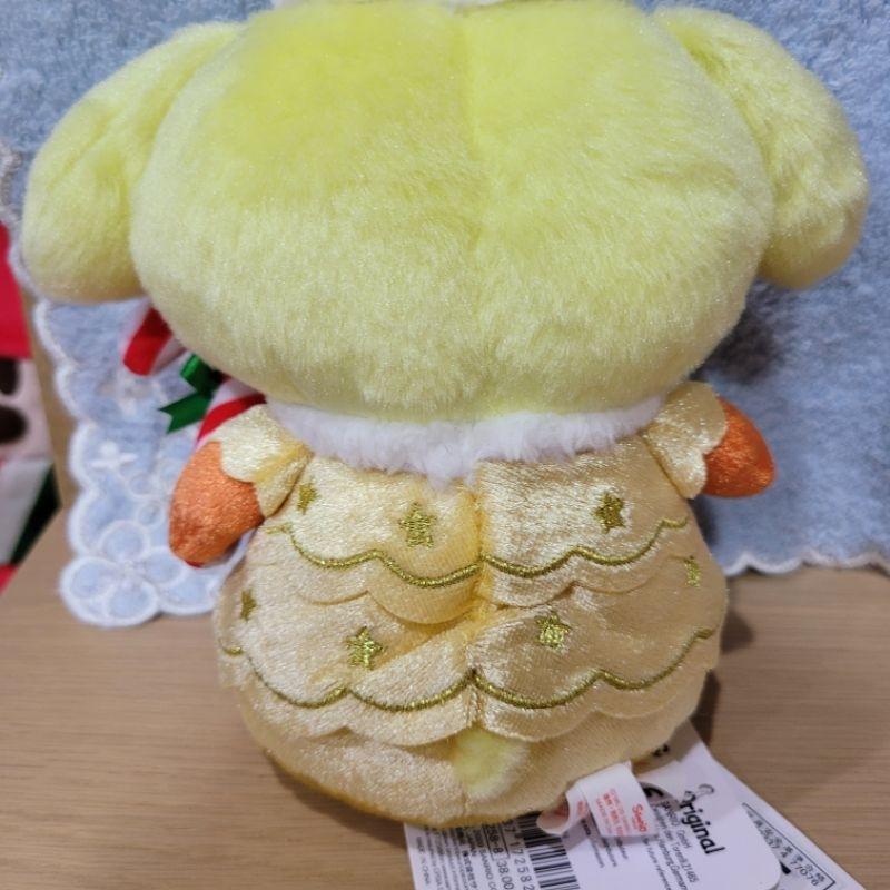 98新百貨三麗鷗Sanrio絕版聖誕節金色布丁狗娃娃帶著鈴鐺拐杖糖-細節圖6