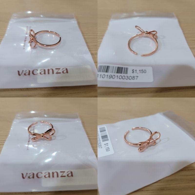 全新Vacanza純銀玫瑰金色立體蝴蝶結戒指與純銀滴釉粉綠小花朵銀色戒指與雙色金銀色結合愛心合金項鍊-細節圖2