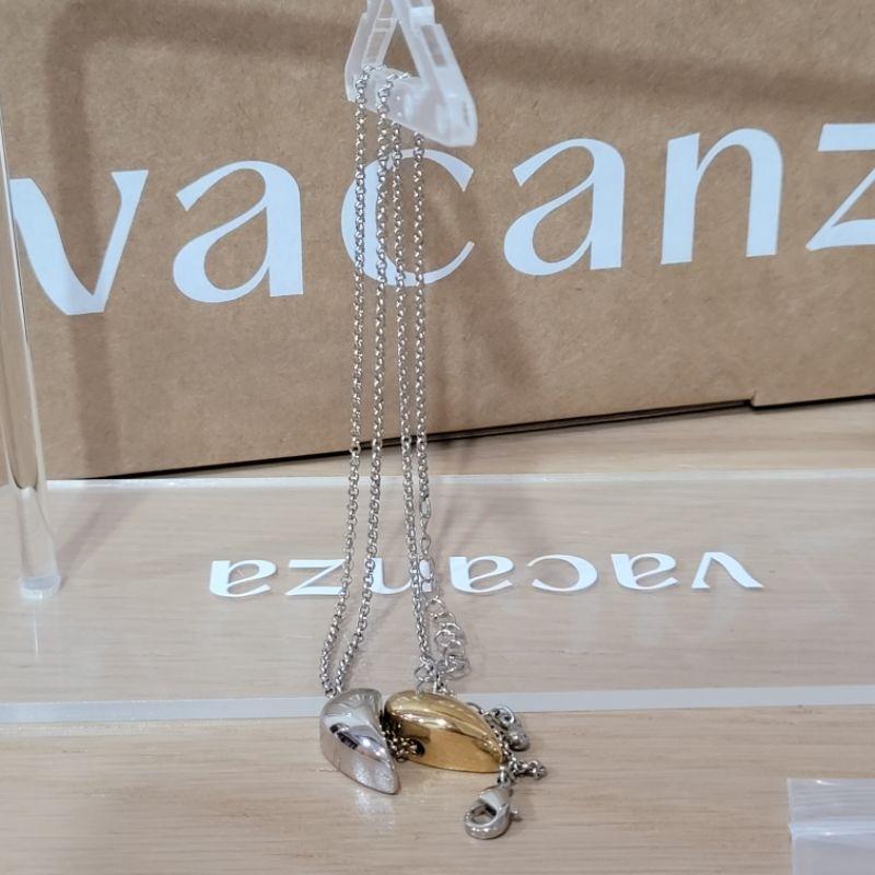 全新Vacanza純銀玫瑰金色立體蝴蝶結戒指與純銀滴釉粉綠小花朵銀色戒指與雙色金銀色結合愛心合金項鍊-細節圖6