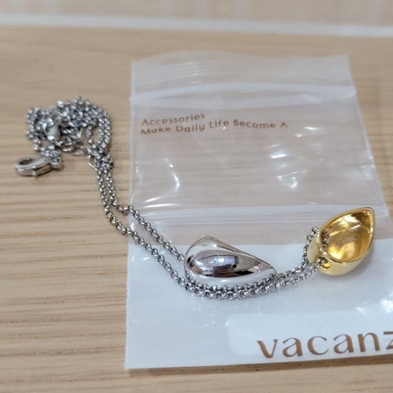 全新Vacanza純銀玫瑰金色立體蝴蝶結戒指與純銀滴釉粉綠小花朵銀色戒指與雙色金銀色結合愛心合金項鍊-細節圖7