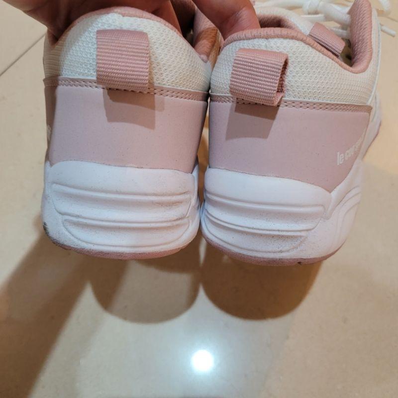 95新Le coq sportif 公雞牌白粉色運動慢跑鞋大尺碼40號25cm-細節圖6