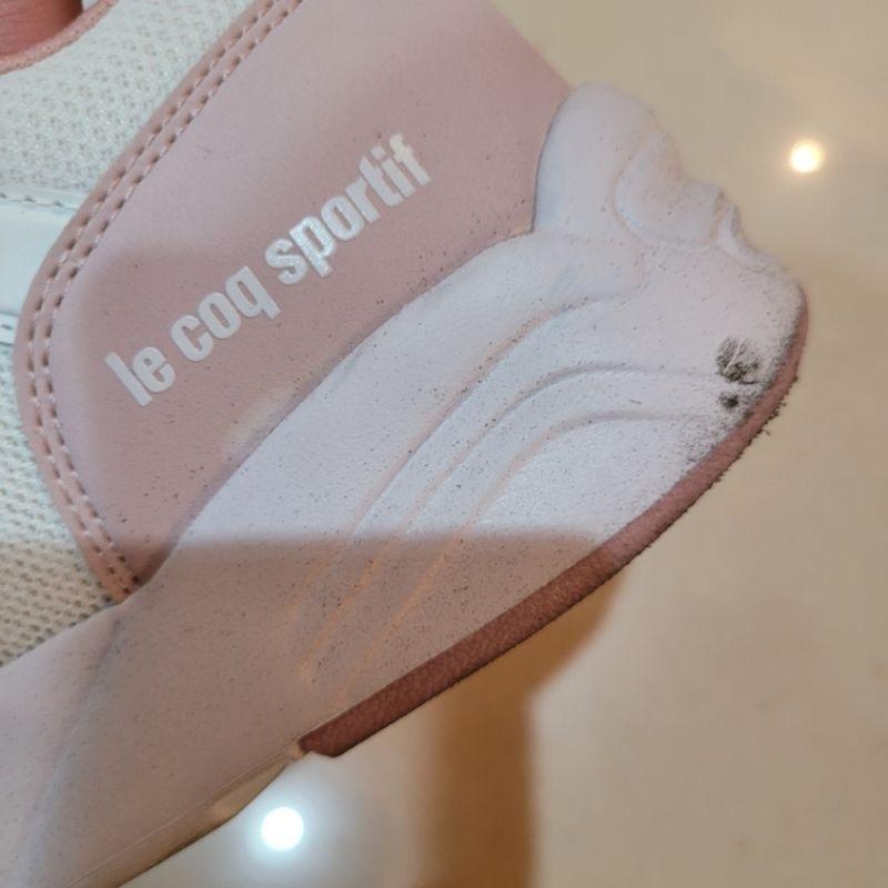 95新Le coq sportif 公雞牌白粉色運動慢跑鞋大尺碼40號25cm-細節圖7