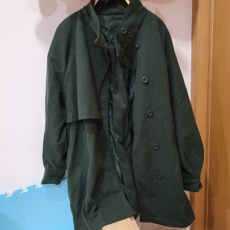 全新Olive des olive 墨綠色A line中長版大衣SML都可穿-細節圖3