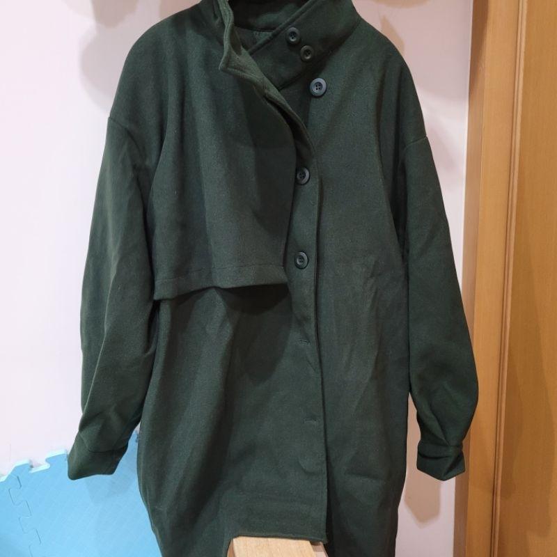 全新Olive des olive 墨綠色A line中長版大衣SML都可穿-細節圖5