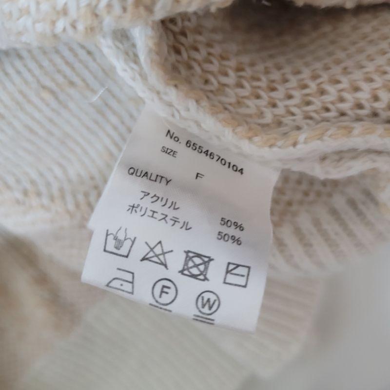 七成新olive des olive 白色開襟菱格紋區針織毛呢外套L號與無牌95新貂毛感粉嫩彩色玫瑰金扣開襟毛外套-細節圖6