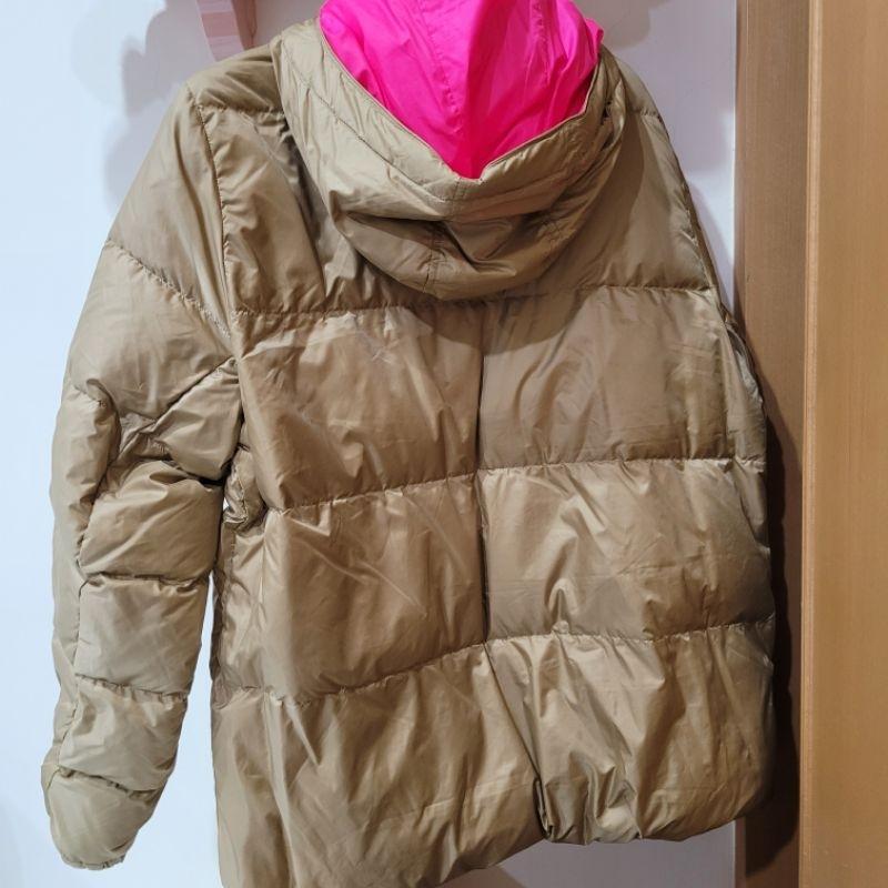 9成新尺寸3L 故意買大 Munsingwear 科技保暖up 企鵝牌咖啡色內裡桃紅亮紅螢光色羽絨保暖外套-細節圖8