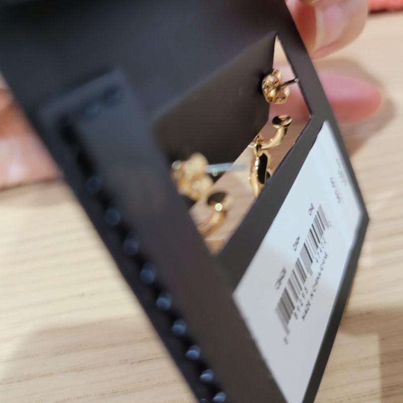 全新Coach 專櫃款金色奶昔飲料杯奶茶粉色耳環與Swarovski AliceinWonderland撲克牌水滴形耳環-細節圖4