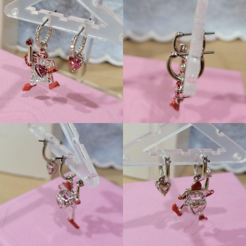 全新Coach 專櫃款金色奶昔飲料杯奶茶粉色耳環與Swarovski AliceinWonderland撲克牌水滴形耳環-細節圖8