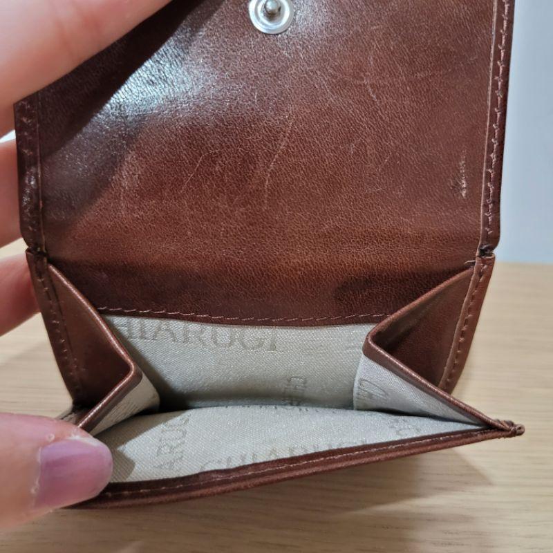 75新義大利製真皮牛皮Chiarugi咖啡色錢包短夾與全新紫色napa柔軟小羊皮紫色小包 自義大利帶回只有在本地販售-細節圖8
