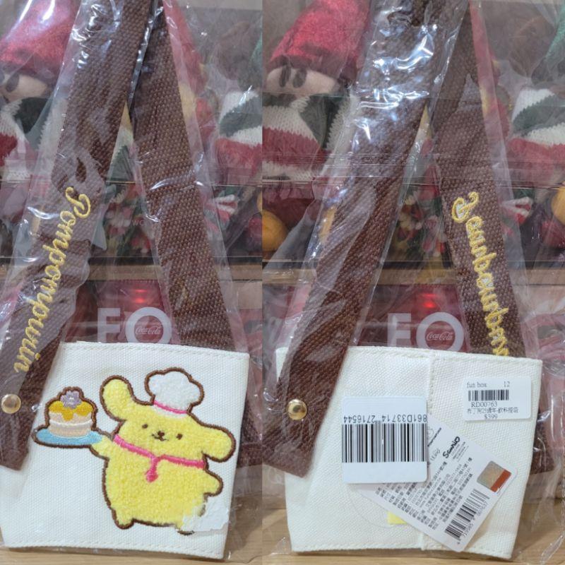全新 Sanrio 布丁狗梯形側背袋有拉鏈與零錢包與25周年烘培小廚師飲料提袋-細節圖2
