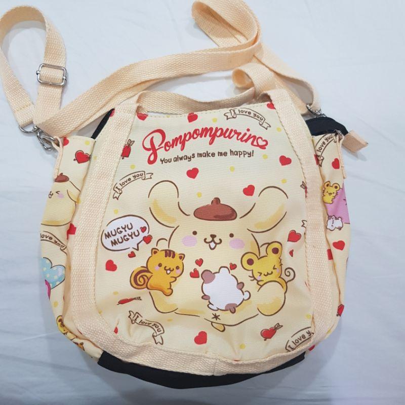 全新 Sanrio 布丁狗梯形側背袋有拉鏈與零錢包與25周年烘培小廚師飲料提袋-細節圖3