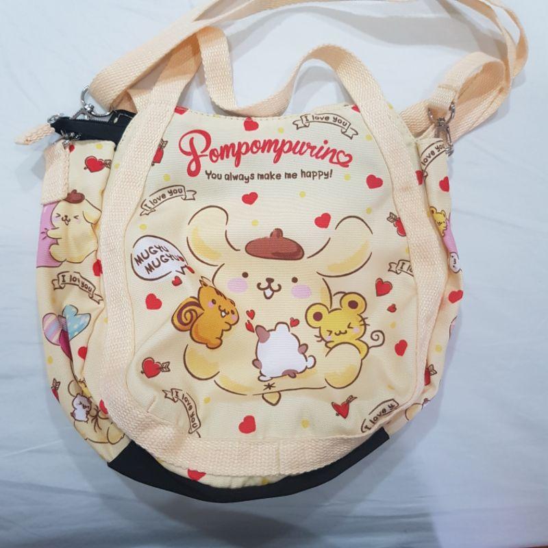 全新 Sanrio 布丁狗梯形側背袋有拉鏈與零錢包與25周年烘培小廚師飲料提袋-細節圖4