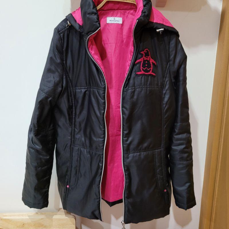 85新munsingwear 企鵝牌 黑色內裡桃紅外套 L號-細節圖6