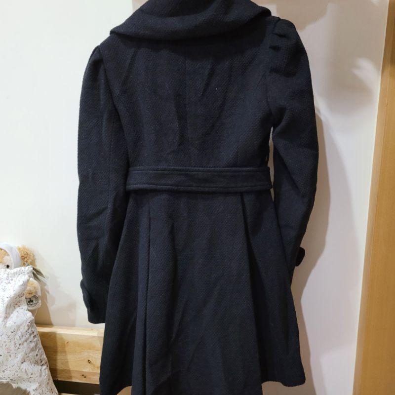 八成新日牌RF黑色高腰A line大衣外套版型漂亮修身-細節圖2