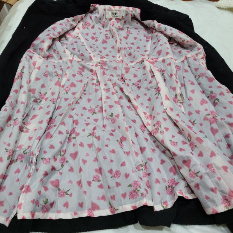 八成新日牌RF黑色高腰A line大衣外套版型漂亮修身-細節圖6