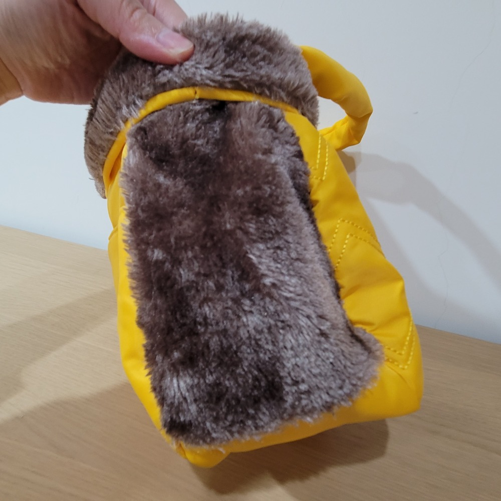 二手95新Munsingwear滿心企鵝牌毛絨芒果黃色手提袋高爾夫球包包-細節圖5