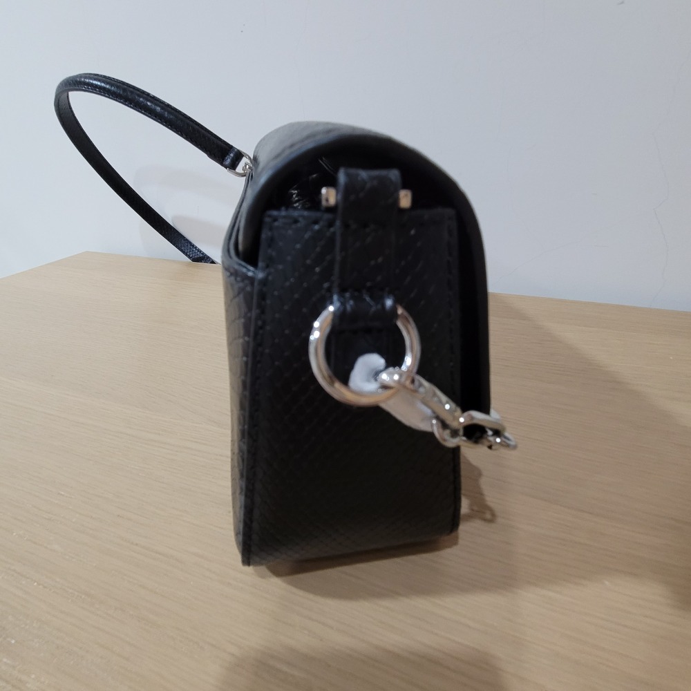 全新Michael kors parker medium黑色蛇皮壓紋真牛皮肩背方型包包-細節圖7