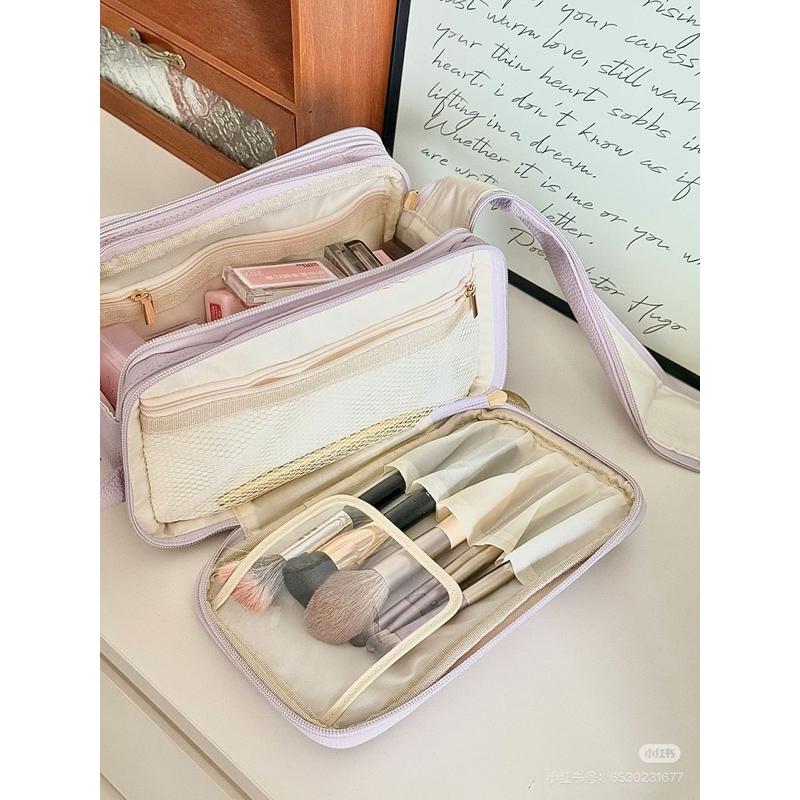 新品現貨｜官方授權🏆郭小妞奶芋紫灰雙層提手化妝包👝超大容量！-細節圖5
