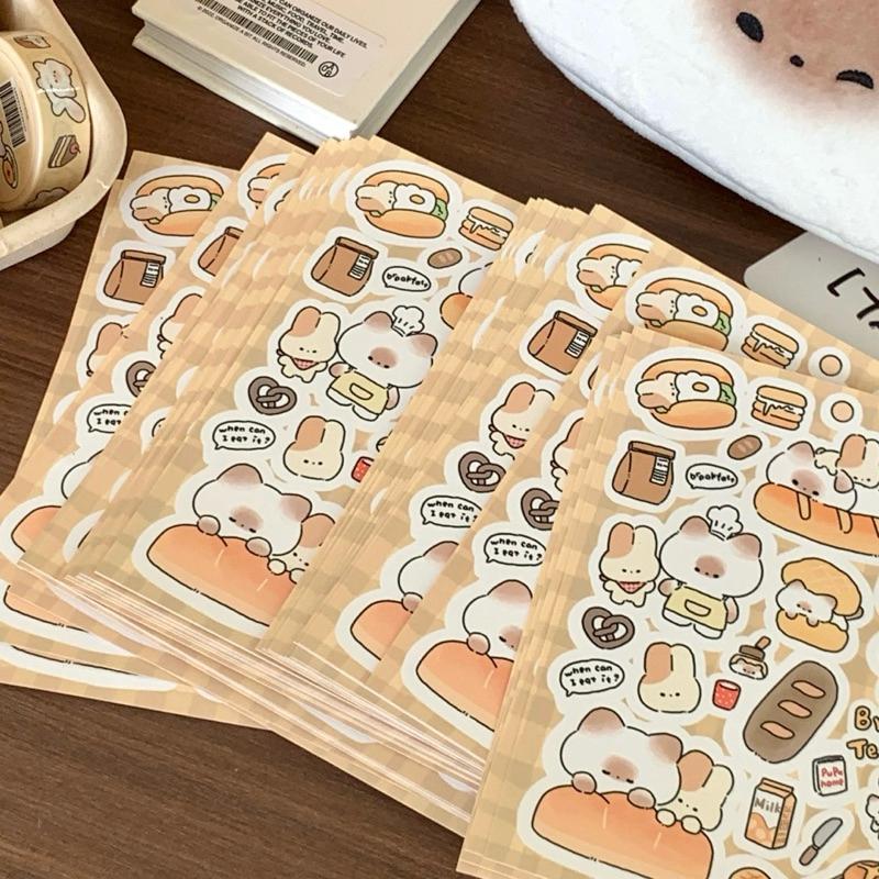 新品現貨｜官方授權‪‪‪‪.ᐟ.ᐟ 𝘽𝙡𝙪𝙚𝙈𝙤𝙤𝙣研究所𝙋𝙪𝙥𝙪𝙩𝙞𝙢𝙚系列韓系麵包店手帳貼紙🥖-細節圖4