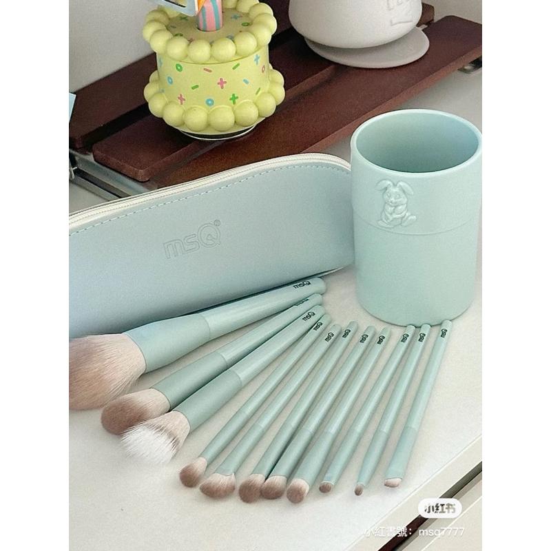 新品現貨｜超美化妝刷‪‪‪‪.ᐟ.ᐟ 𝙈𝙎𝙌 魅絲蔻11隻青雲化妝刷套刷☁️送收納包、收納桶💗-細節圖3