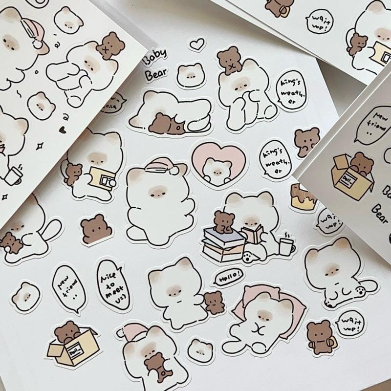 新品現貨｜官方授權‪‪‪‪.ᐟ.ᐟ 𝘽𝙡𝙪𝙚𝙈𝙤𝙤𝙣研究所𝙋𝙪𝙥𝙪 × 𝙍𝙤𝙗𝙤𝙗𝙤系列小熊手帳貼紙🐻💗-細節圖3
