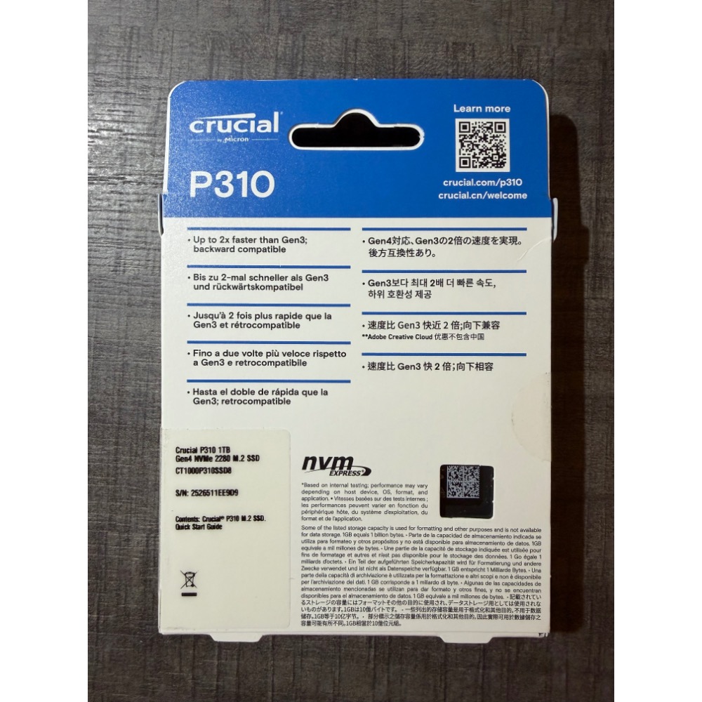 Micron 美光P310 1TB PCIe Gen4  2280 M.2 SSD 固態硬碟-細節圖3