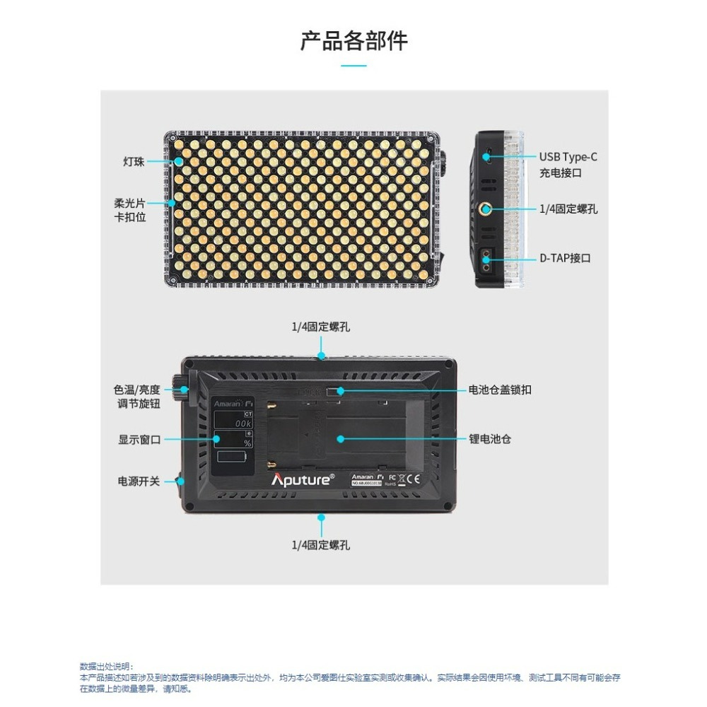 愛圖仕 AL-F7 LED 攝影便携補光燈 APUTURE AMARAN 機頂燈 口袋燈 持續燈-細節圖6