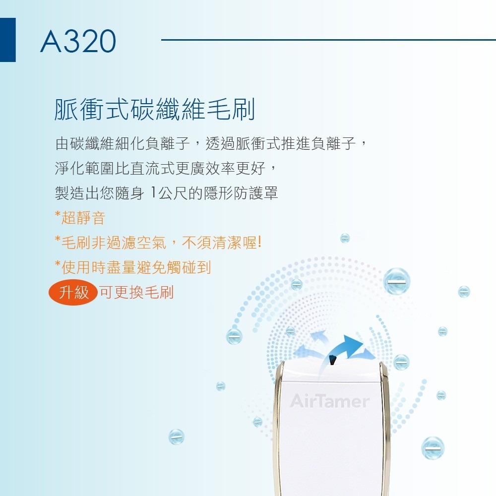美國AirTamer 隨身個人負離子空氣清淨機 淨化器 A320 可充電【限時送毛刷】【台灣公司貨】【旅遊搭機必備】-細節圖6