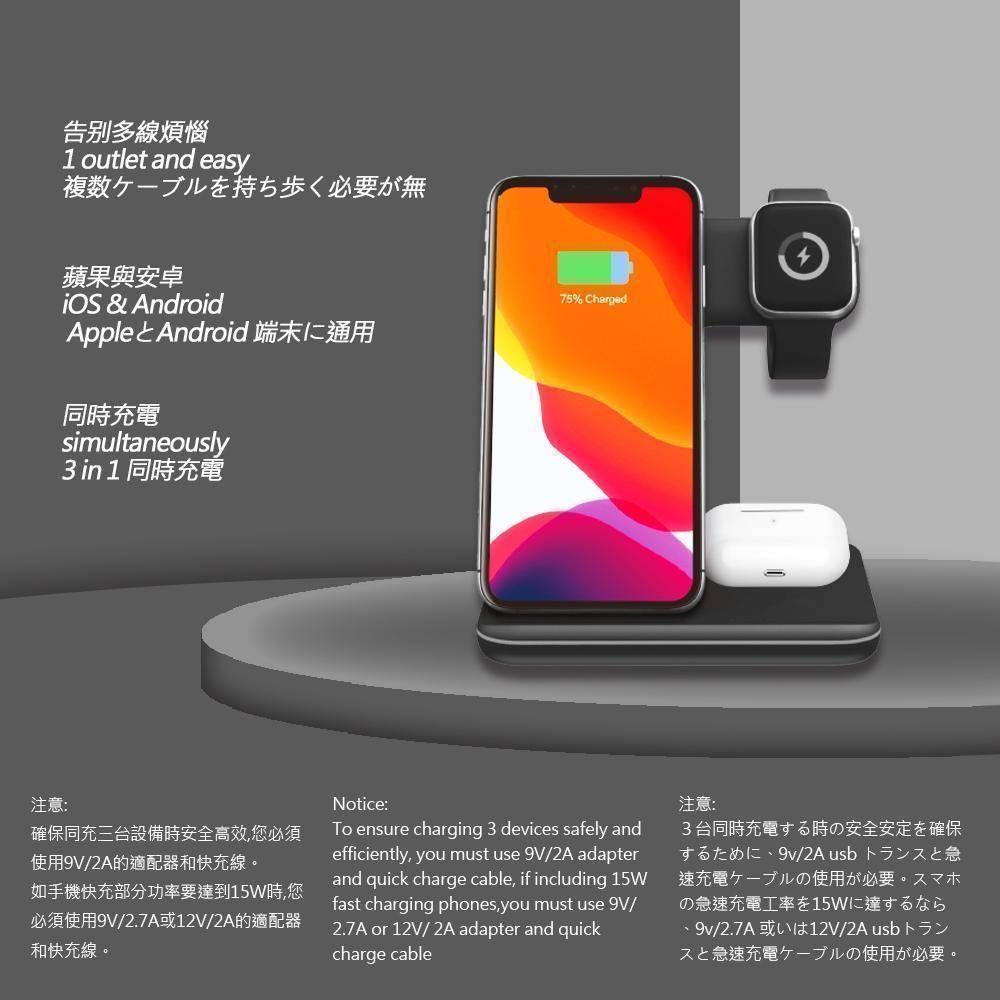 iBRIDGE IBW006 15W 無線充電盤 充電器 充電版 iPhone13 AirPods 蘋果Watch 安卓-細節圖3