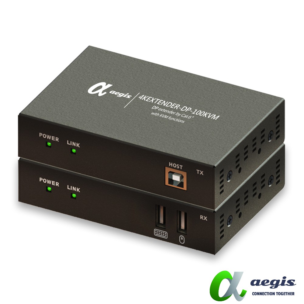 aegis艾吉斯 4K DP 網路線影音訊號延伸器 100米長距CAT6 遠端IR搖控 USB KVM功能 AGDEXT