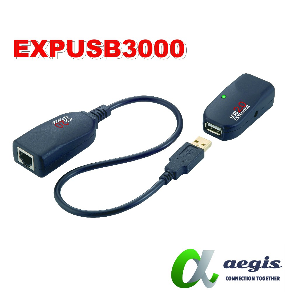 Aegis 艾吉斯 USB2.0 網路線 長距離延伸器 USB Extender EXPUSB3000