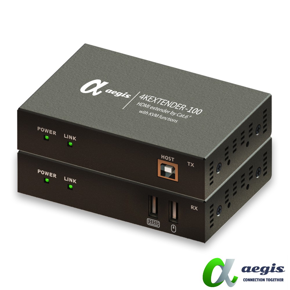 aegis艾吉斯 4K HDMI 網路線影音訊號延伸器 100米長距CAT6 遠端IR搖控 KVM功能 AGHEXTK