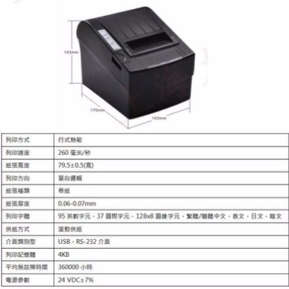 AYI 80mm 自動切紙感熱 出單機 / 廚房機 / USB+COM雙介面-細節圖3